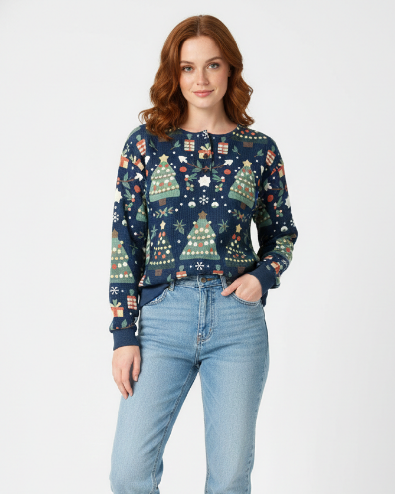 Pulover damă Quinlyn din tricot cu model gofrat gros – Interior moale periat și căldură pentru toamnă/iarnă