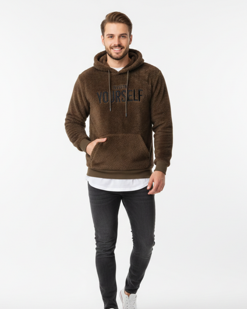 Hanorac Raf pentru bărbați casual – Hanorac confortabil cu glugă, text inspirațional și buzunar cangur