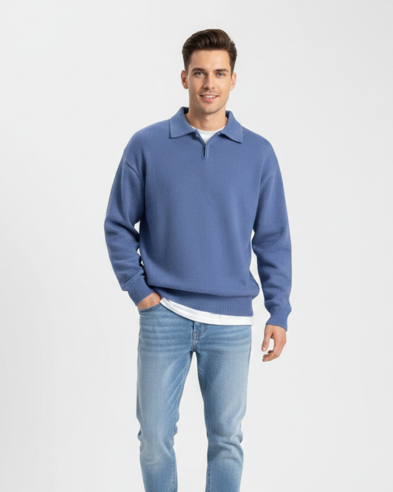 Jameson Polo Tricot Homme – Pull Smart Casual avec Col Classique & Fermeture Boutonnée