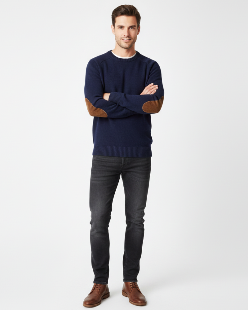 Conrad Mode Pull Homme Tricoté – Modèle Élégant avec Coudières Coupe Confort