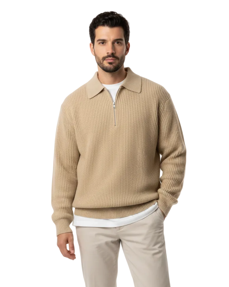 Giovanni Pull Zippé Homme Old Money – Élégant & Confortable pour Automne et Hiver
