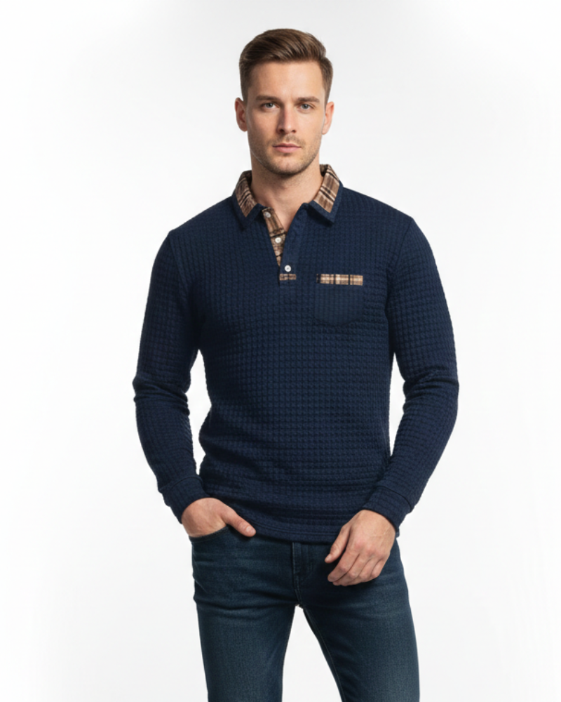 Julian Polo Homme à Carreaux – Polo Élégant en Coton Respirant avec Col Classique