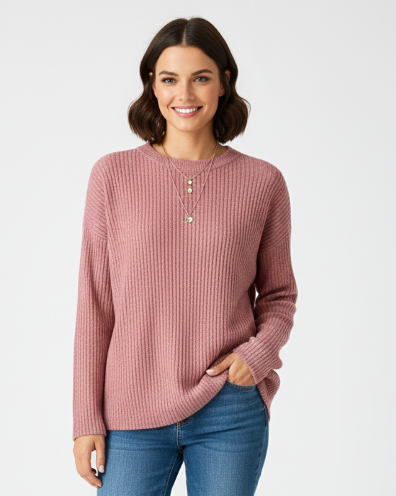 Jamily Damenpullover Klassisch mit Langarm – Bequemer Freizeitpullover im Zeitlosen Stil