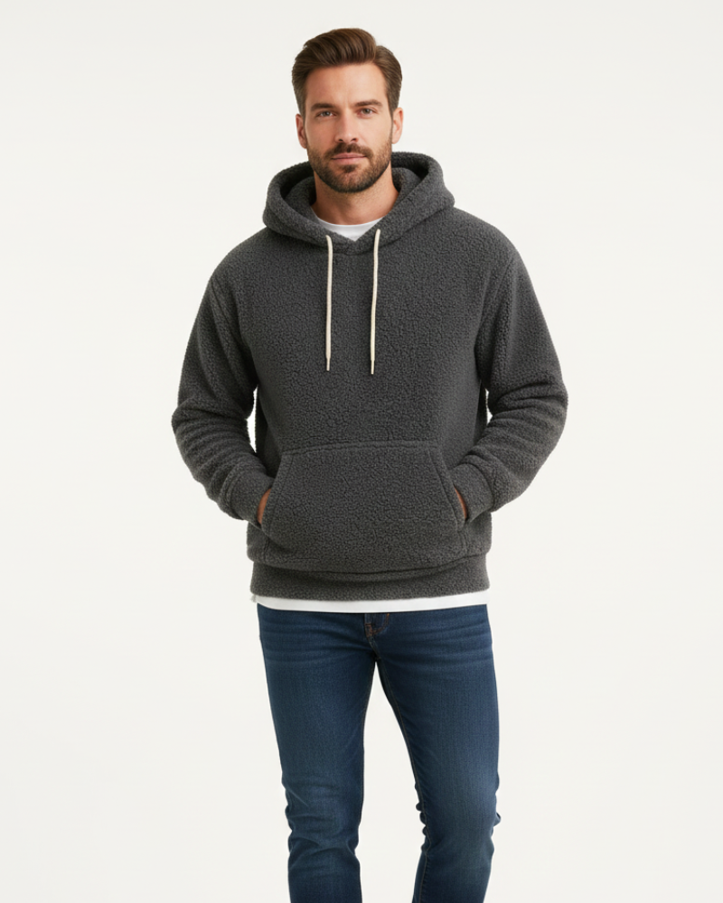 Romano Alvarez Pull Teddy Homme – Sweat à Capuche en Fleece Doux Coupe Confort