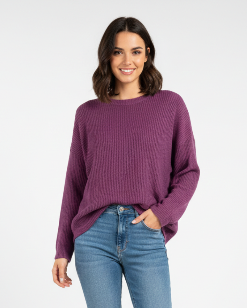 Jamily Damenpullover Klassisch mit Langarm – Bequemer Freizeitpullover im Zeitlosen Stil