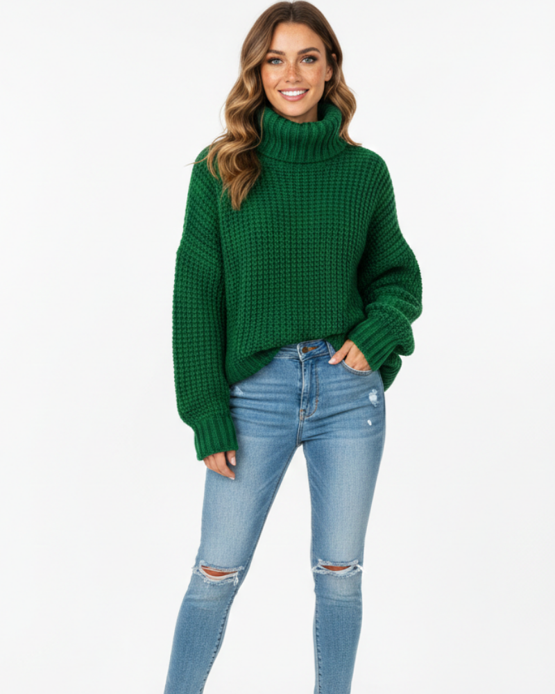 Ember Pull Col Roulé Femme – Tricot Chaud Élégant Coupe Regular avec Manches Longues
