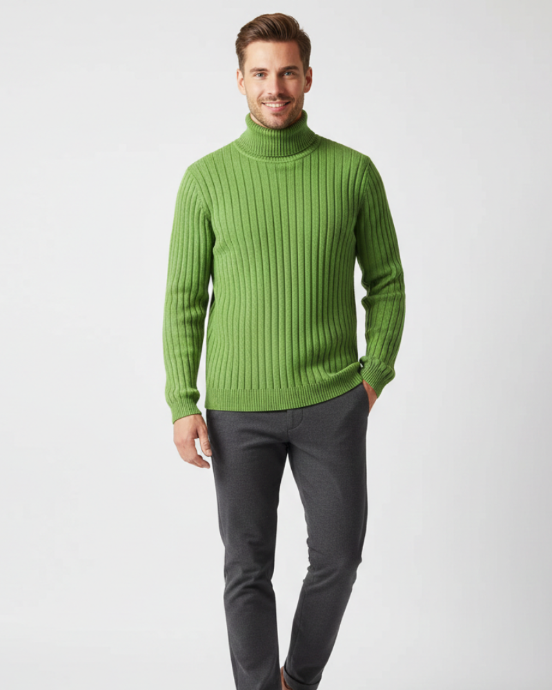 James Trui met Opstaande Kraag voor Heren – Comfortabele Geribbelde Brei, Warm & Elegant