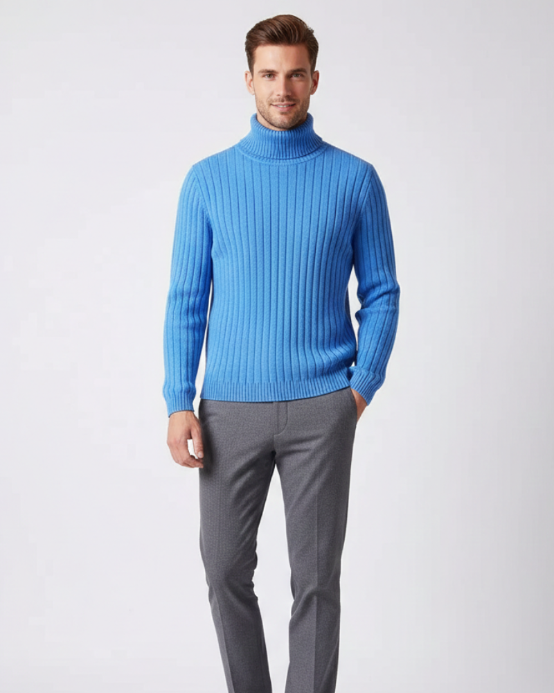 James Trui met Opstaande Kraag voor Heren – Comfortabele Geribbelde Brei, Warm & Elegant