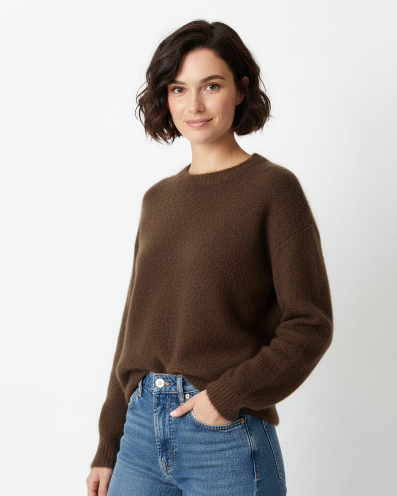 Women's Oversized Pullover – Soft Mohair Mix Crewneck Sweatshirt with Comfortable Fit