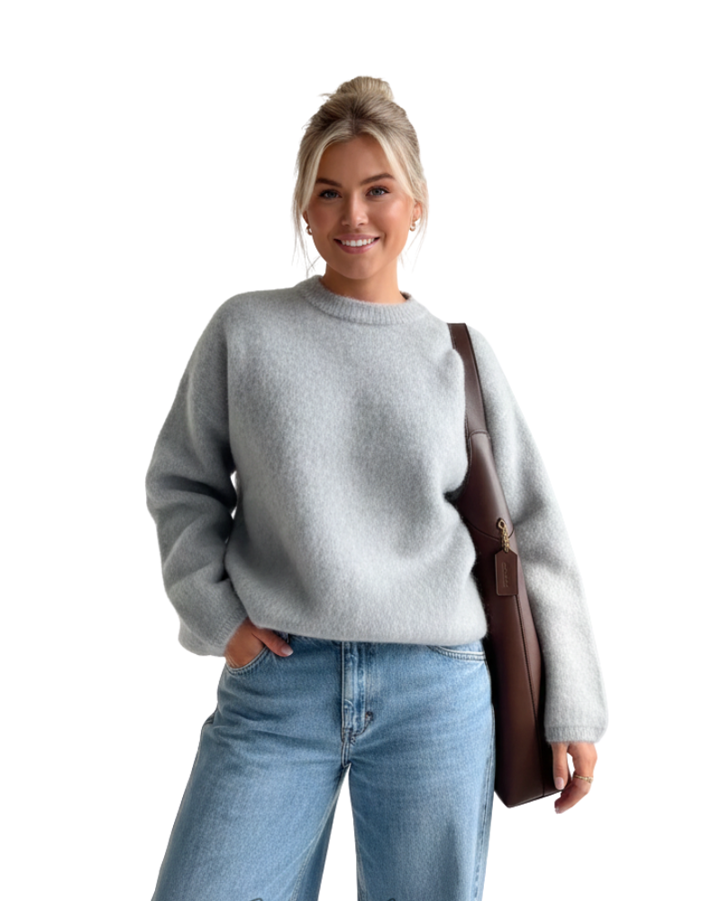 Women's Oversized Pullover – Soft Mohair Mix Crewneck Sweatshirt with Comfortable Fit