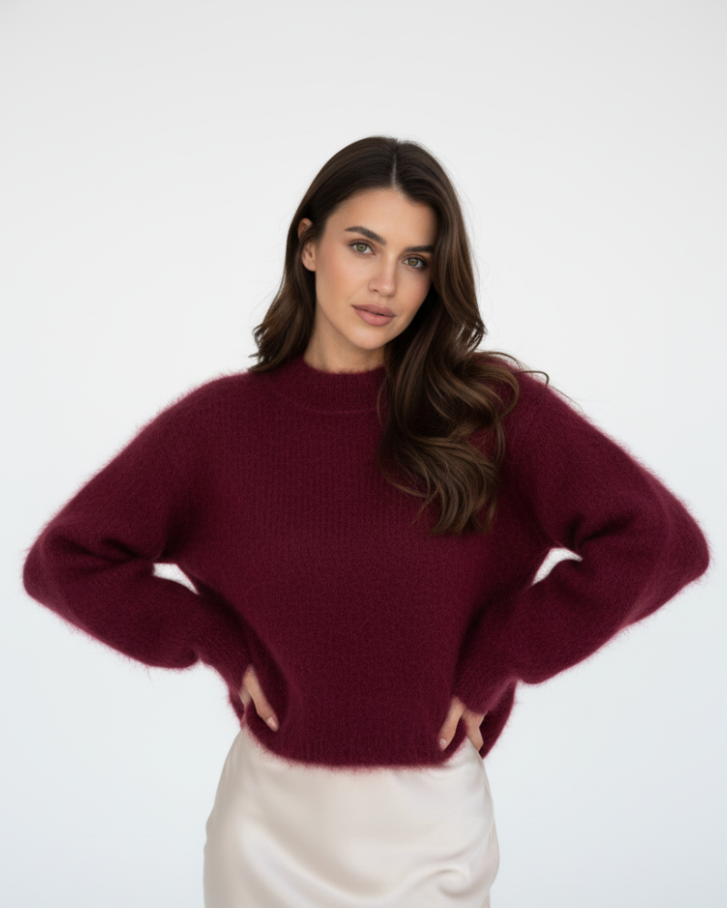 Women's Oversized Pullover – Soft Mohair Mix Crewneck Sweatshirt with Comfortable Fit