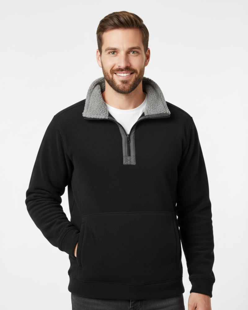 Marky Men's Zip-Up Pullover – Half-Zip Sweatshirt Lined with Fleece, Featuring a Stand-Up Collar & Relaxed Fit