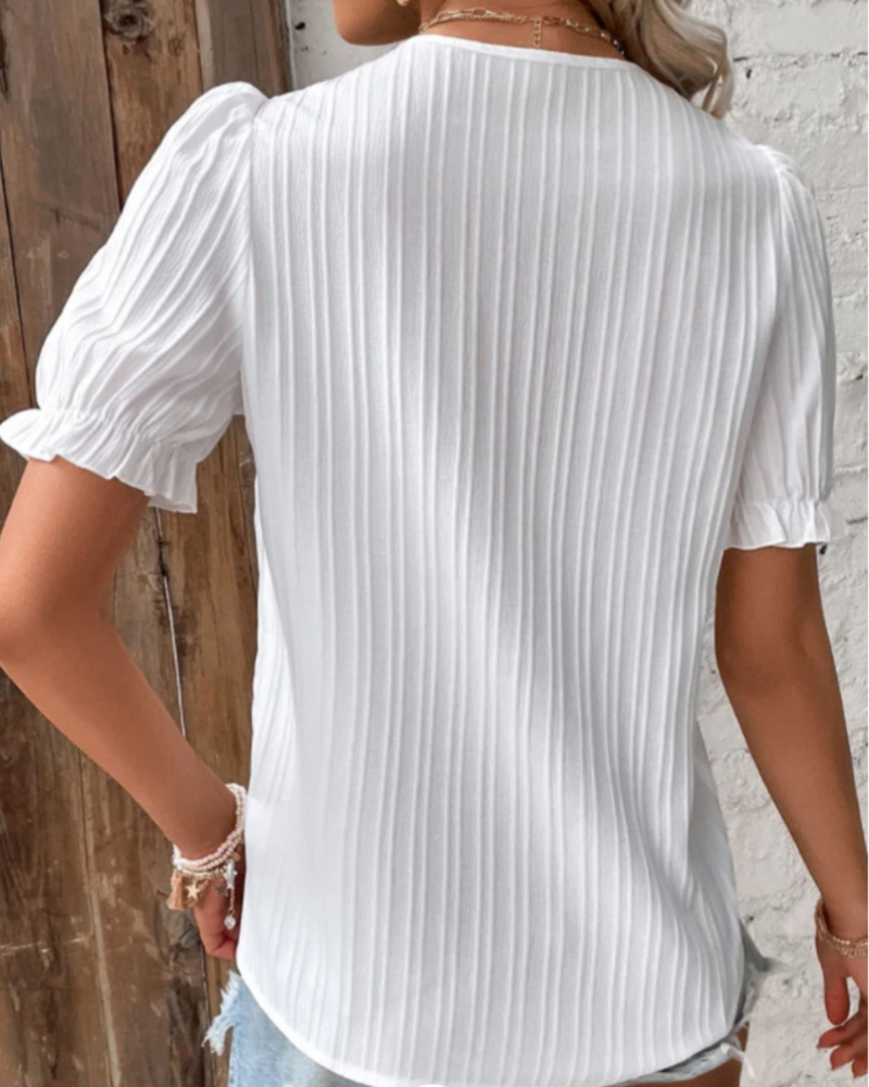 Esme Women's Blouse – Elegant Lace V-Neck Top, Loose Chic Summer Fit