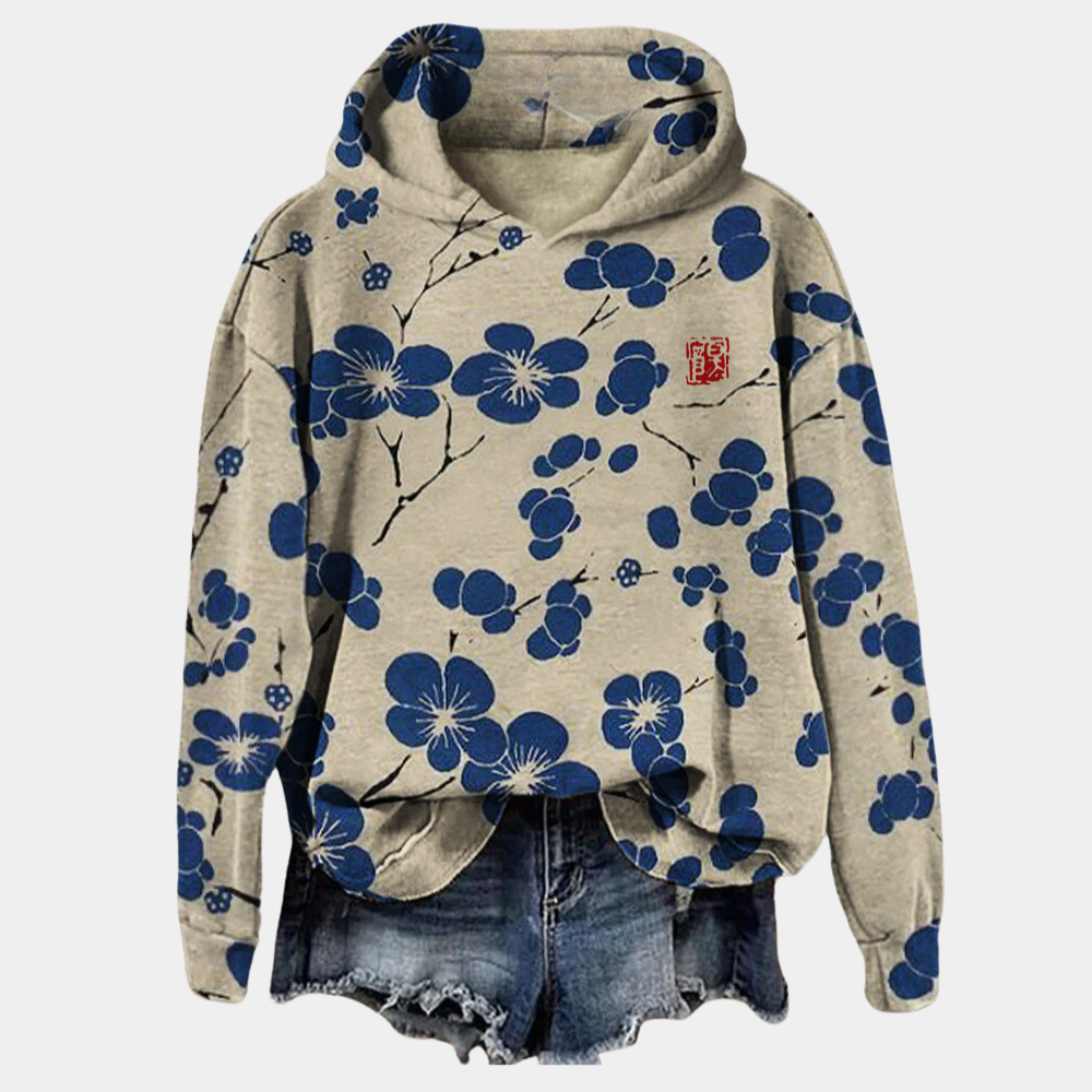 Kaori Sweat à Capuche Fleuri Femme – Mélange Coton Doux, Coupe Décontractée & Confort Respirant