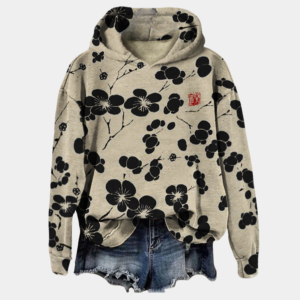 Kaori Sweat à Capuche Fleuri Femme – Mélange Coton Doux, Coupe Décontractée & Confort Respirant