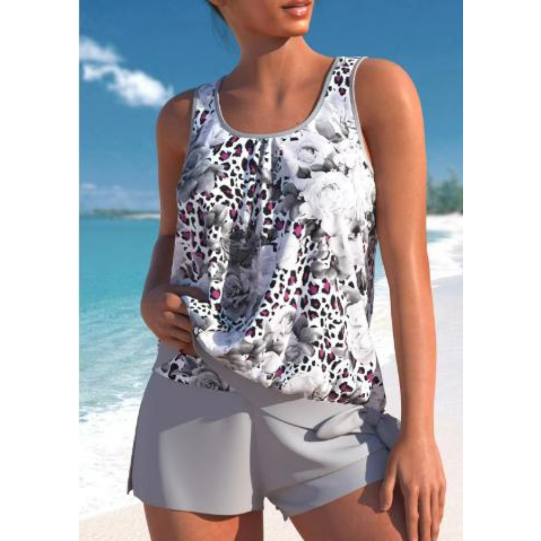 Tankini Femme Adalina – Bañador con Estampado Floral con Shorts y Corte Sin Mangas Cómodo
