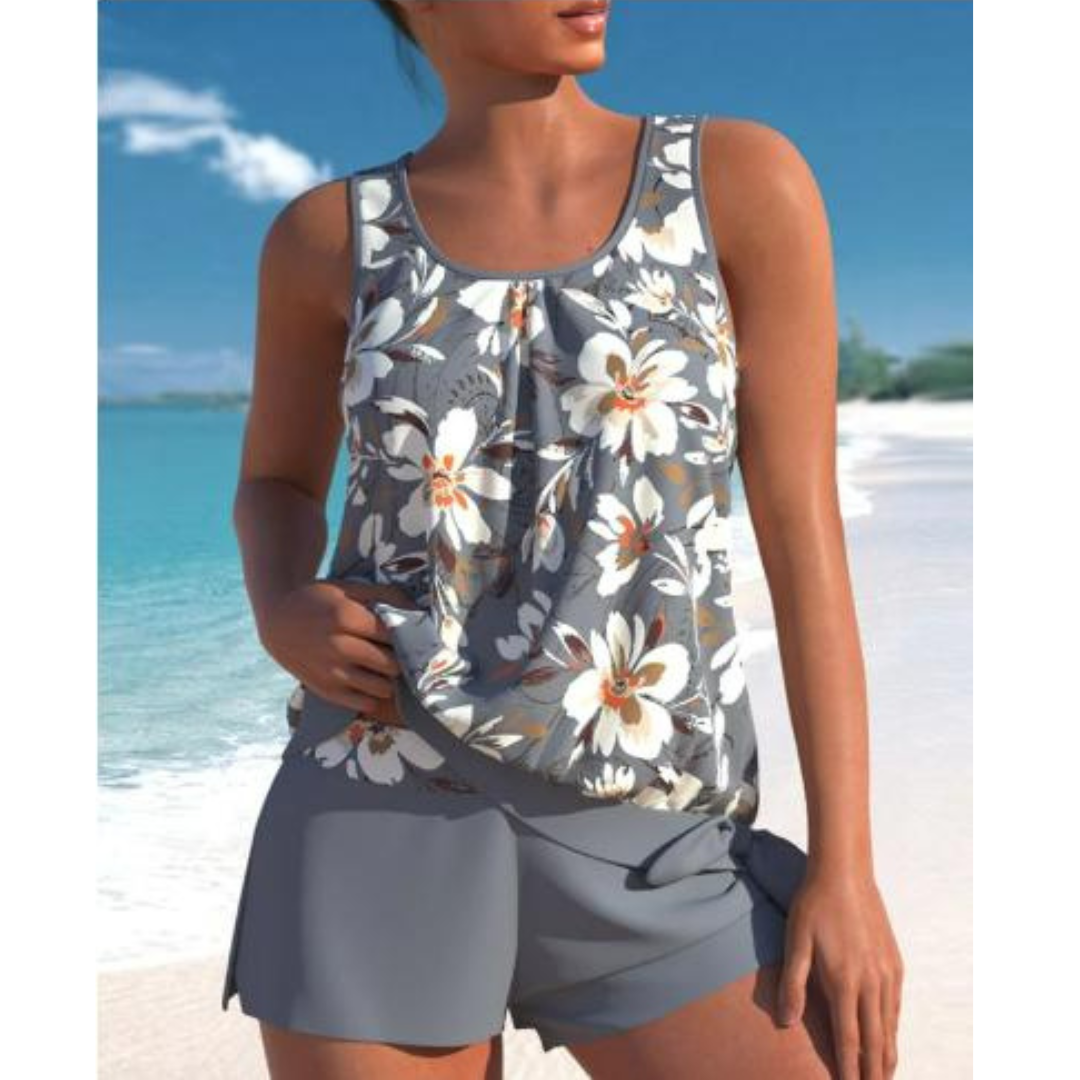 Tankini Femme Adalina – Bañador con Estampado Floral con Shorts y Corte Sin Mangas Cómodo