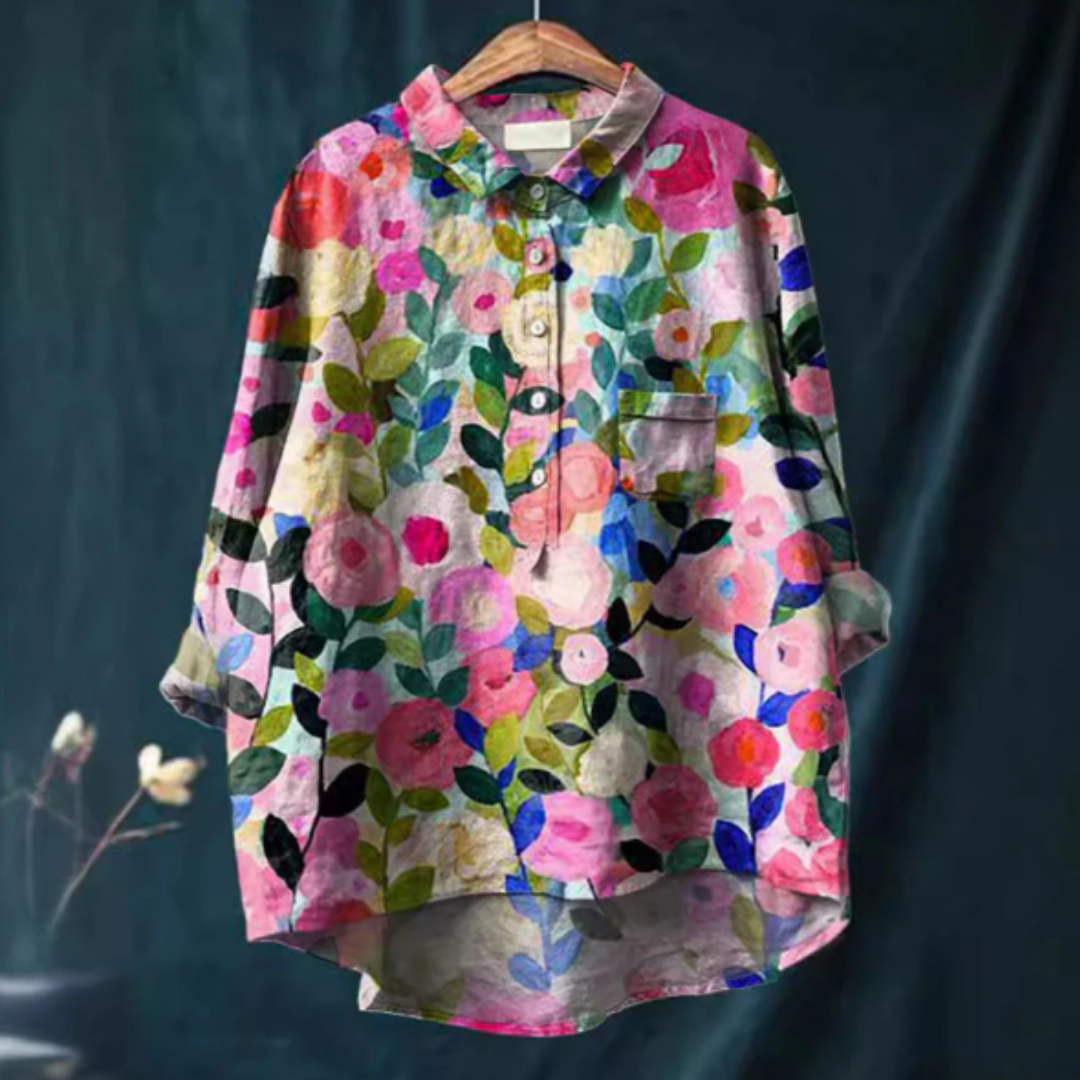 Mirella Blouse Femme – Blouse Fleurie avec Tissu Respirant & Coupe Confortable pour l’Été