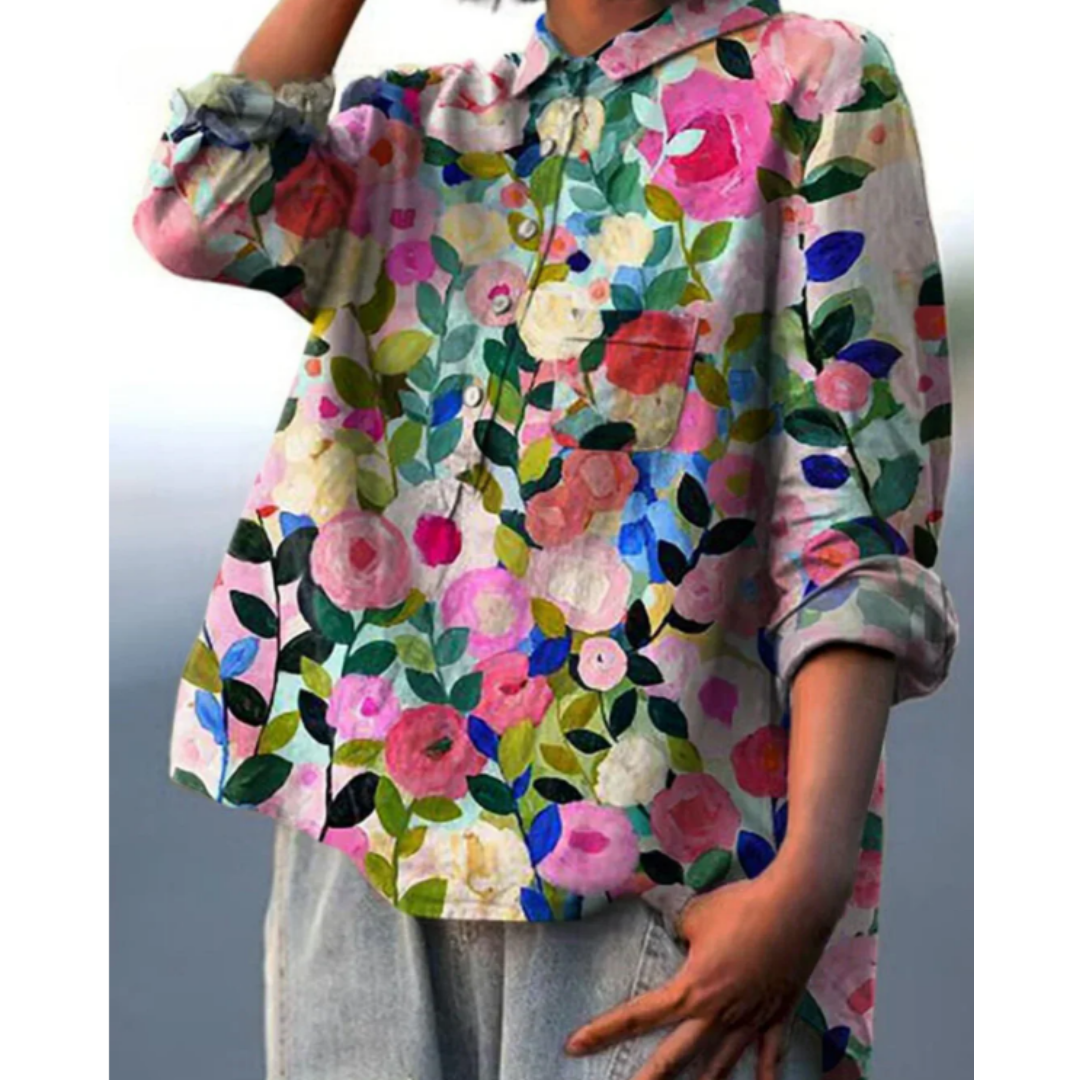 Mirella Blouse Femme – Blouse Fleurie avec Tissu Respirant & Coupe Confortable pour l’Été