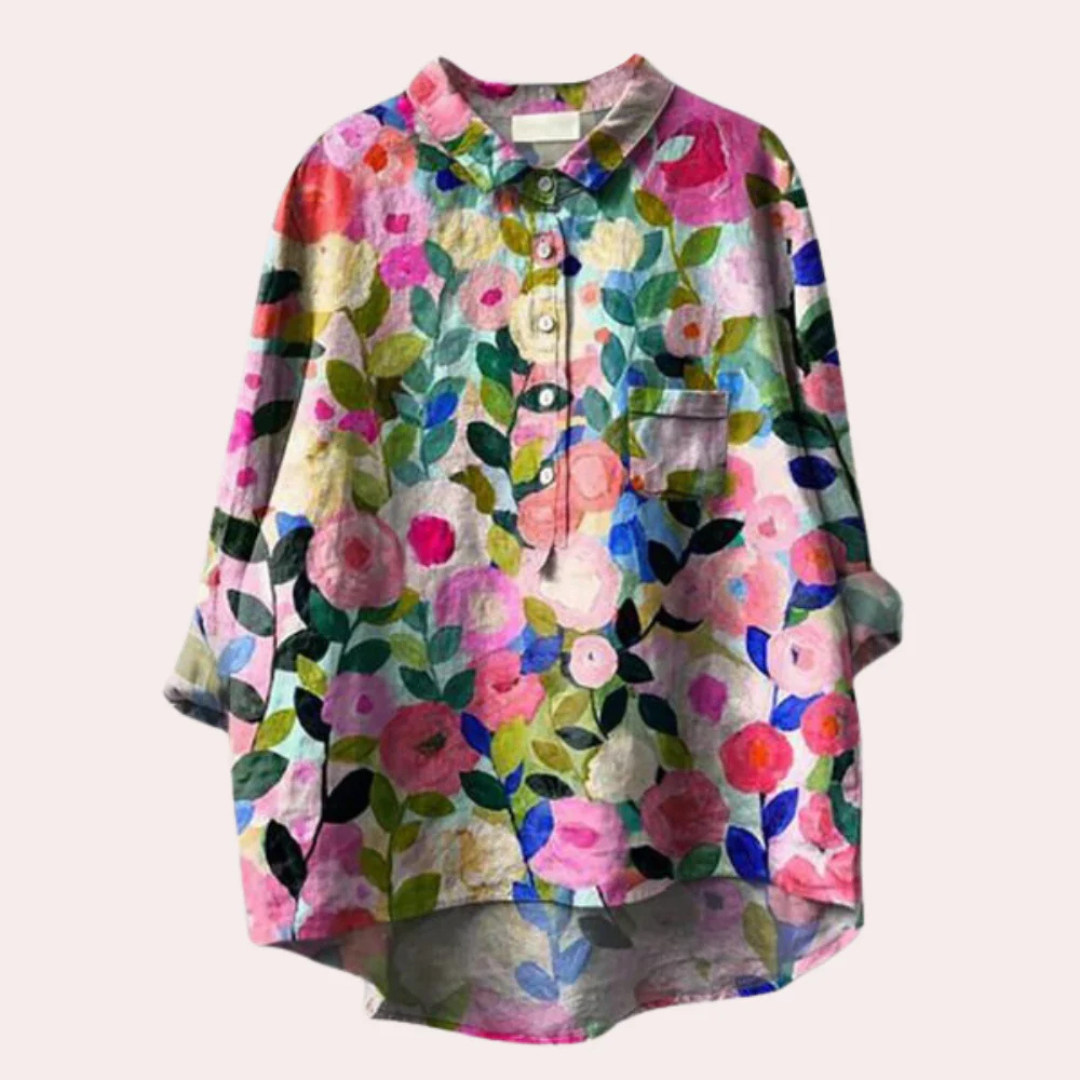Mirella Blouse Femme – Blouse Fleurie avec Tissu Respirant & Coupe Confortable pour l’Été
