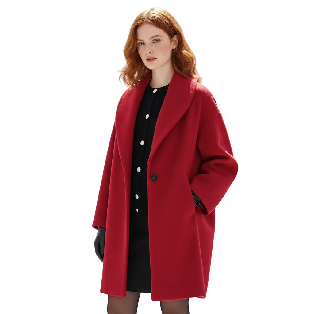 Vicky Manteau Oversize Dames – Lange Elegante Jas met Brede Revers & Vloeiende Snit