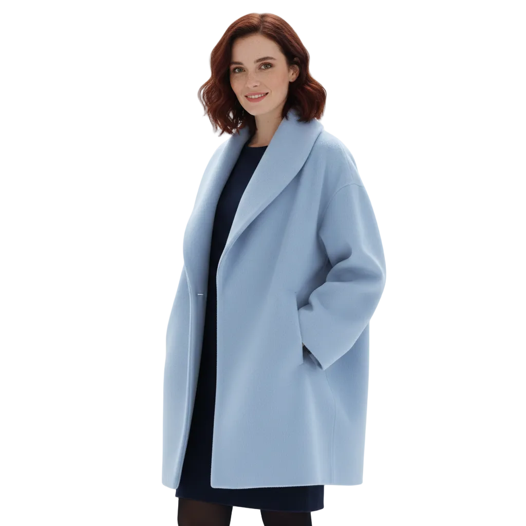 Vicky Manteau Oversize Dames – Lange Elegante Jas met Brede Revers & Vloeiende Snit