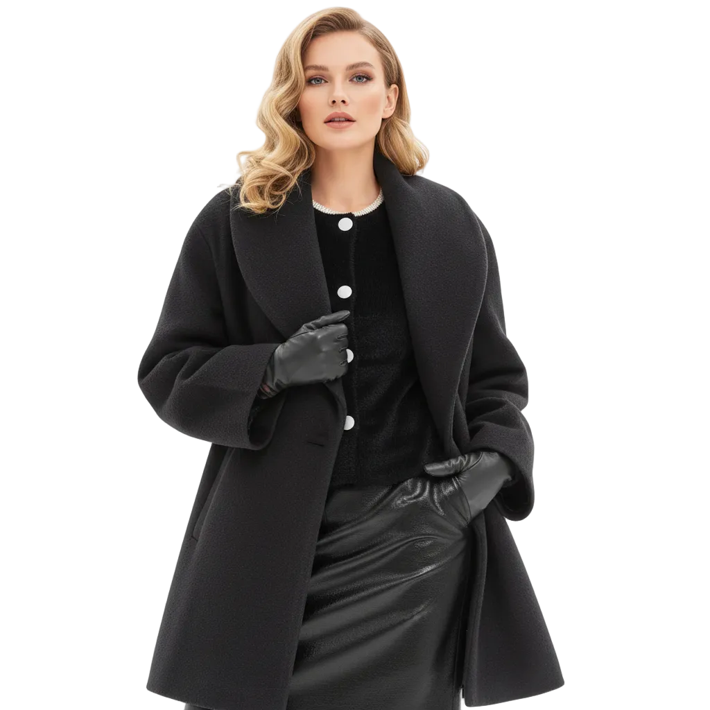 Vicky Manteau Oversize Dames – Lange Elegante Jas met Brede Revers & Vloeiende Snit