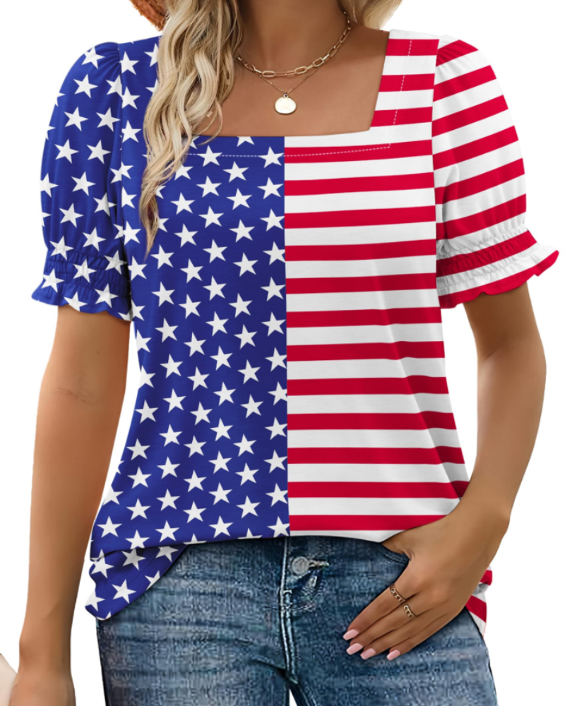 Vira Top Femme – Γυναικείο T-shirt με Τετράγωνο Λαιμόκοψη και Μανίκια με Βολάν, Κομψή Καλοκαιρινή Γραμμή