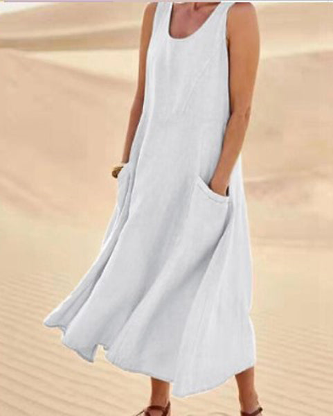 Vestido Elise de Algodão para Mulher – Suave, Respirável e Bolsos Práticos para Conforto Diário