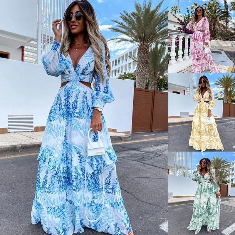 Fioraelle Robe Longue Femme – Elegant langærmet gæstekjole til bryllupper