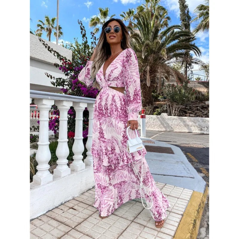 Fioraelle Robe Longue Femme – Elegant langærmet gæstekjole til bryllupper