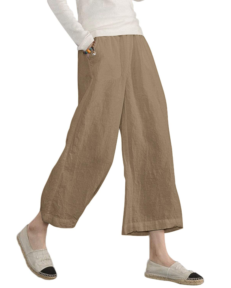 Rosamund Damen-Hose 7/8 – Leichte Baumwolle, elastischer hoher Bund & Taschen