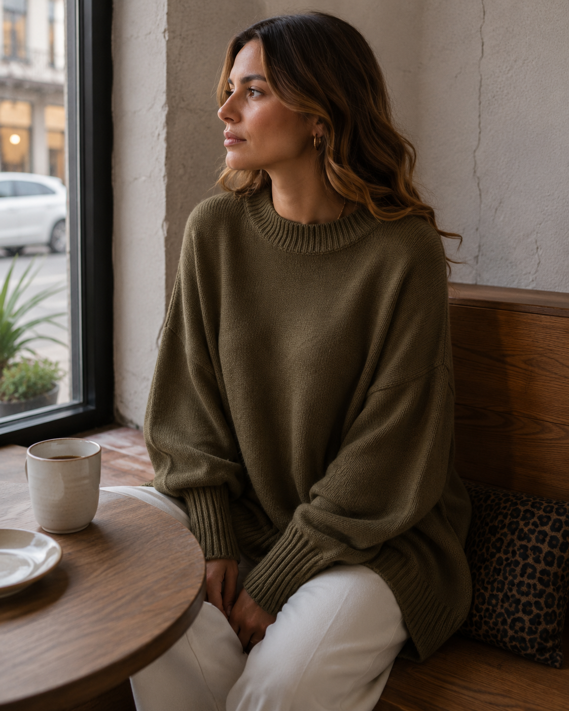 Waverly-Pull-Poncho für Damen – weicher Strick, Fledermausärmel & asymmetrischer Saum