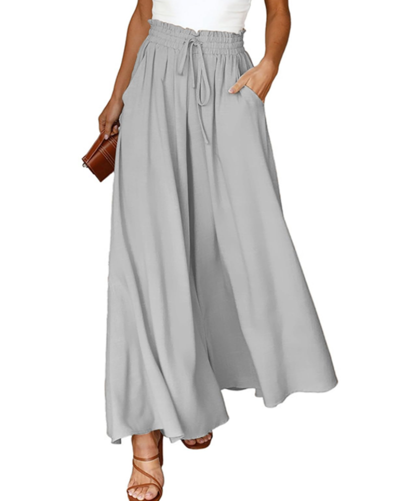 Pantalón palazzo de mujer Ondine – Tiro alto con cordón, fluido, ligero y con bolsillos