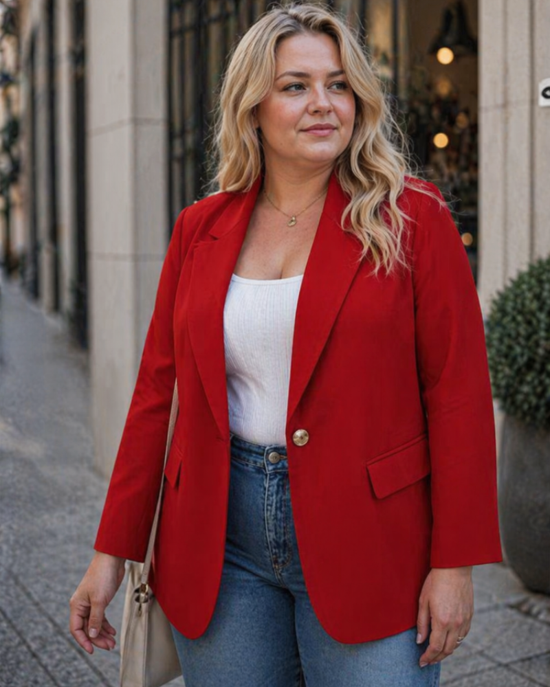 Clayde Marynarka Damska Curvy Duży Rozmiar – Elegancka Marynarka Kaszmirowa, Podkreślający Sylwetkę Krój, Ponadczasowy Styl