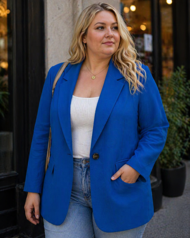 Clayde Marynarka Damska Curvy Duży Rozmiar – Elegancka Marynarka Kaszmirowa, Podkreślający Sylwetkę Krój, Ponadczasowy Styl