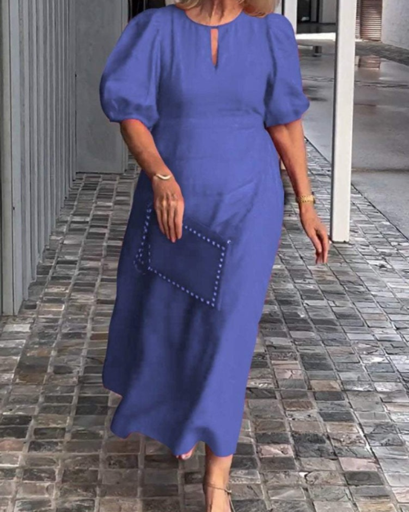 Vestido Midi Rosenda para Mulher – Vestido Elegante Fluido com Mangas 3/4 e Estilo Chic