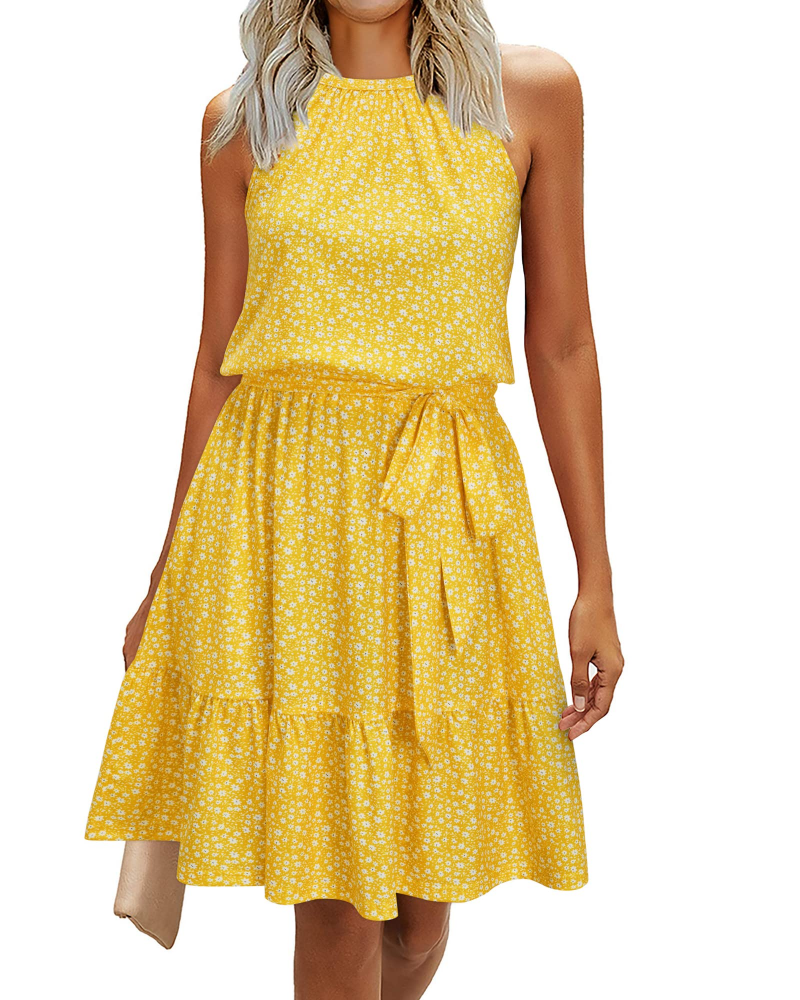Vestido Sophie para mujer – Vestido de verano con espalda descubierta, línea A, fluido, con volantes y bolsillos, elegante
