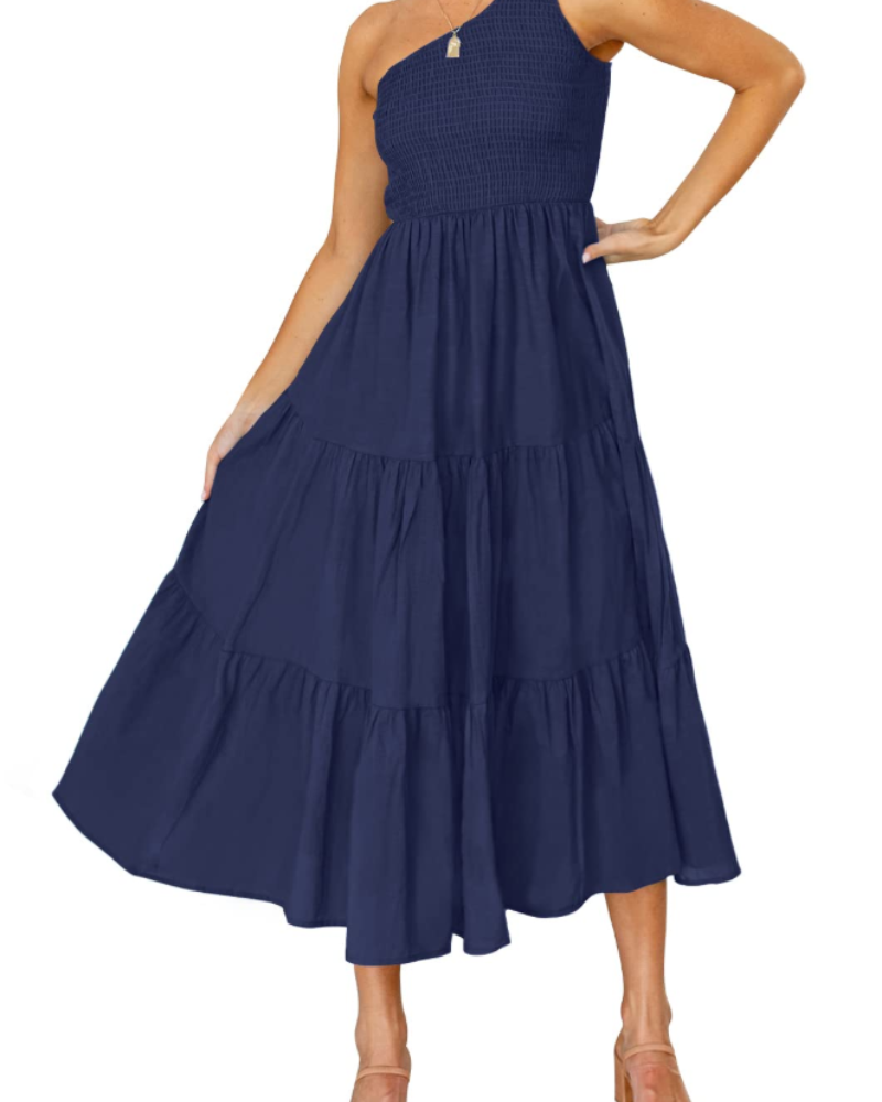 Sukienka maxi ZsaZsa Bohème damska – sukienka na jedno ramię z falbanami, krój A-linia i elegancka na lato