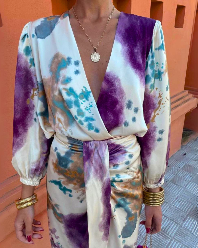 Set Larissa pentru femei – Set 2 piese violet cu decolteu în V, croială elegantă și stil sofisticat