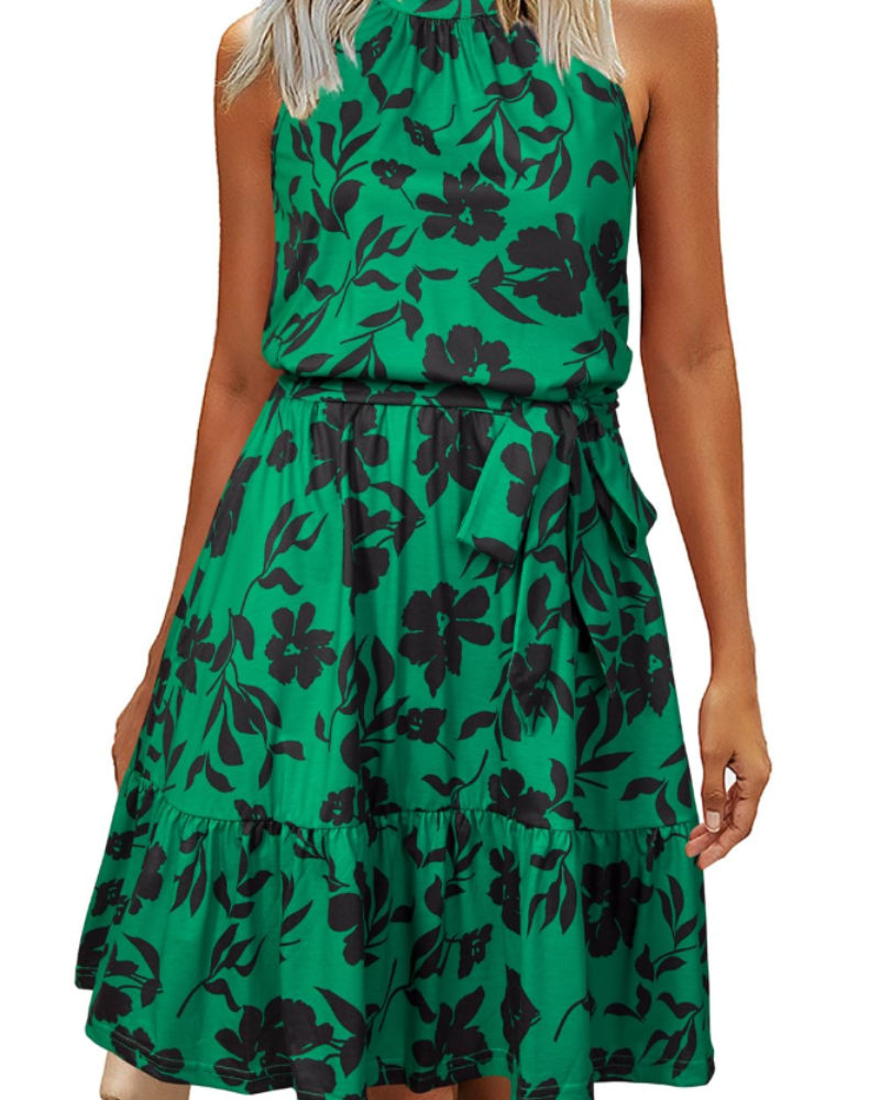 Vestido Sophie para mujer – Vestido de verano con espalda descubierta, línea A, fluido, con volantes y bolsillos, elegante
