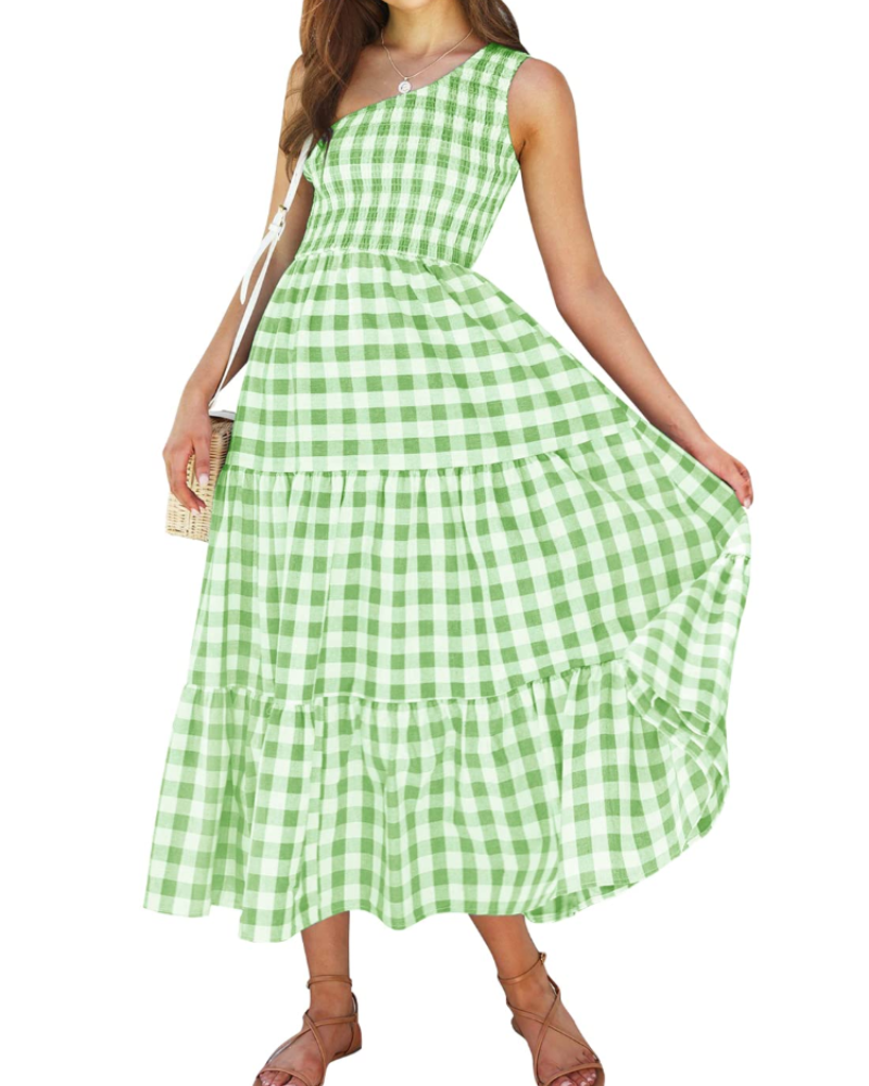 Sukienka maxi ZsaZsa Bohème damska – sukienka na jedno ramię z falbanami, krój A-linia i elegancka na lato