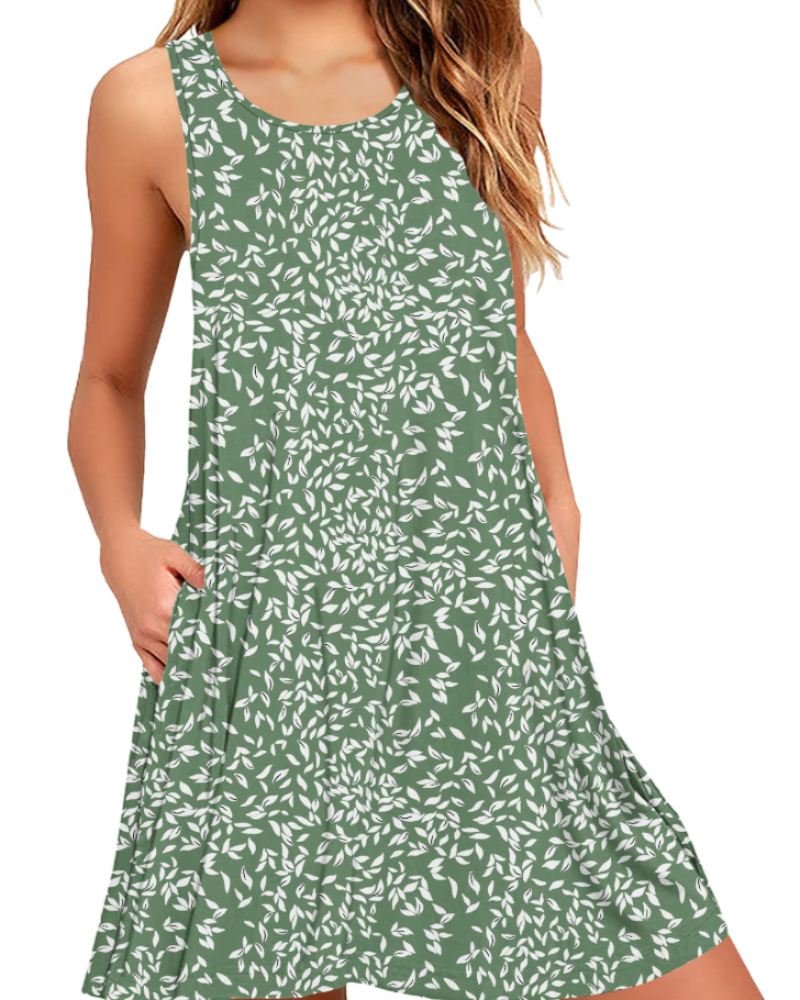 Rina Abito Donna – Abito Canotta Estivo Fluido Senza Maniche A-Line Con Tasche Casual