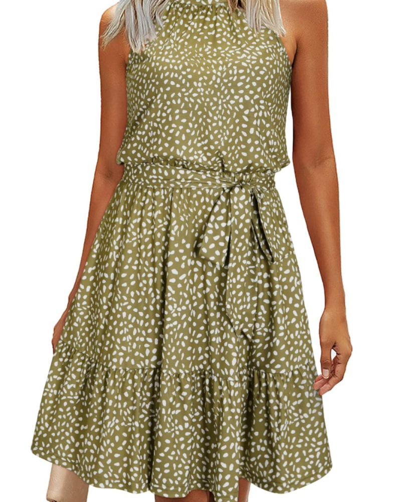 Vestido Sophie para mujer – Vestido de verano con espalda descubierta, línea A, fluido, con volantes y bolsillos, elegante