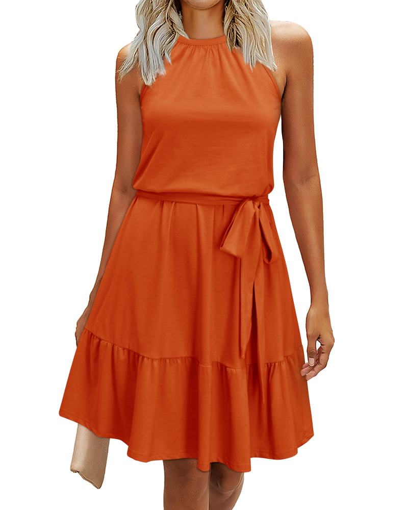 Vestido Sophie para mujer – Vestido de verano con espalda descubierta, línea A, fluido, con volantes y bolsillos, elegante