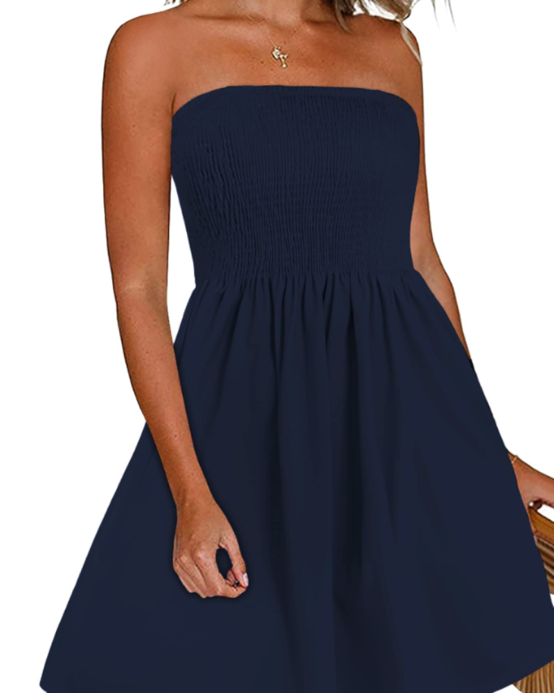 Rochie Lissa pentru femei – Rochie de vară fără bretele, stil boem, umeri goi, croială fluidă