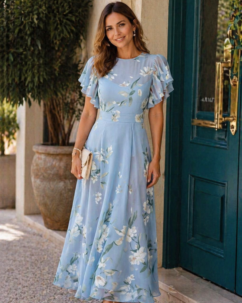 Gloria Robe Maxi Femme – Cvjetna haljina A-kroja, široki rukavi i romantična elegancija