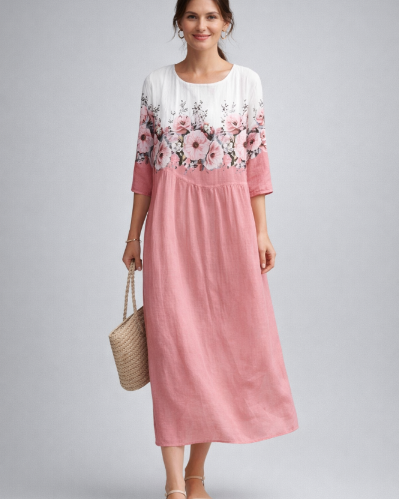 Vestido Paloma Feminino Elegante – Vestido Floral em Algodão, Corte Que Valoriza & Estilo Intemporal