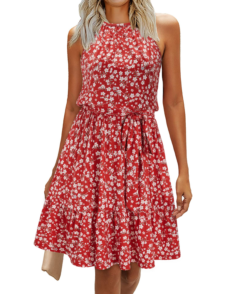 Vestido Sophie para mujer – Vestido de verano con espalda descubierta, línea A, fluido, con volantes y bolsillos, elegante