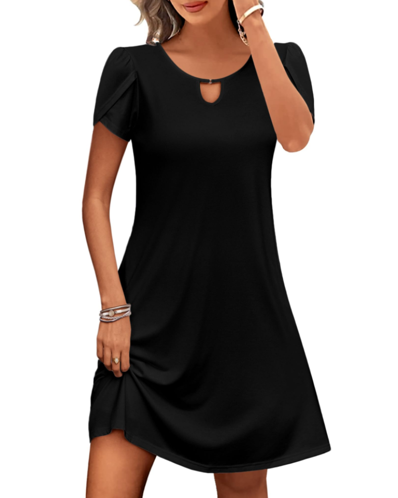 Sendre Damenkleid – Fließendes A-Linien-T-Shirt-Kleid mit Blumenmuster und Taschen, lässig für den Sommer